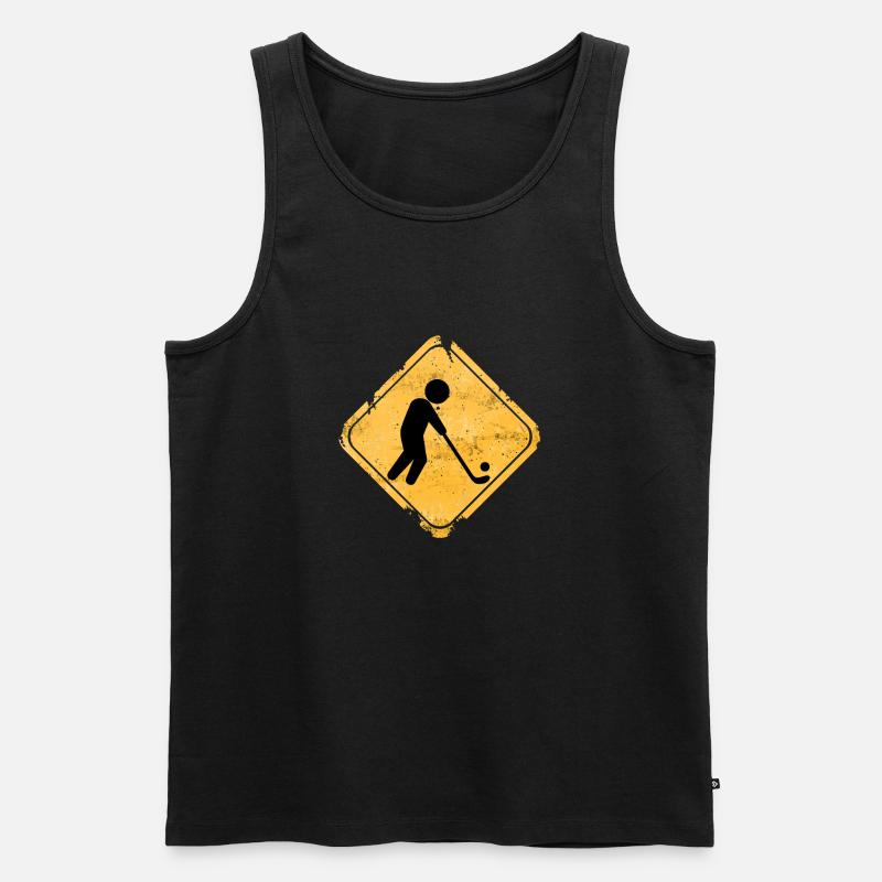 Rustik Sign Hockeysilhouette - Männer Premium Bio Tank Top - Schwarz