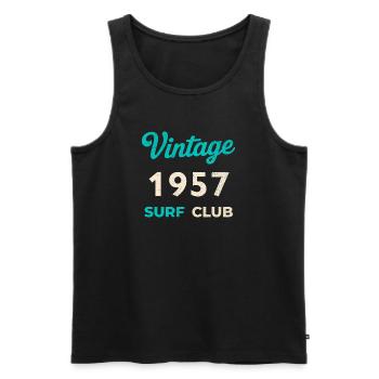 Cadeau rétro vintage de l’année de naissance du Surf Club 1957 - Débardeur bio Premium Homme - noir - Devant - Michal (187cm)