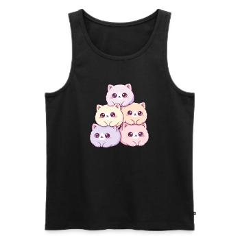 Pastellkatzen Haufen Kuschelfreudig - Männer Premium Bio Tank Top - Schwarz - Vorne - AI Model Male 178 light (178cm)