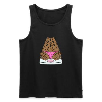 Frog on scales with cherries - Men's Premium Organic Tank Top - black - Front - AI Model Male 178 light (178cm)