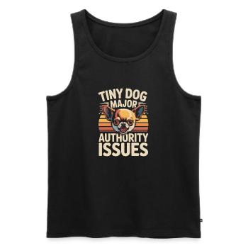 Kleiner Hund, großes Ego | Chihuahua Spruch - Männer Premium Bio Tank Top - Schwarz - Vorne - AI Model Male 178 light (178cm)