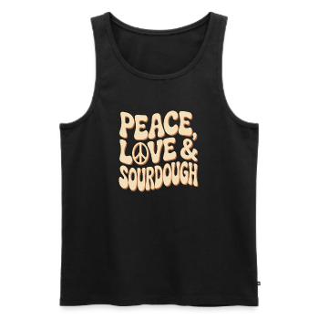 Peace Love Sourdough Tee - Men's Premium Organic Tank Top - black - Front - Michal (187cm)