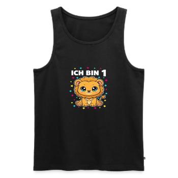 Ich bin 1 - Süßes Löwe zum 1. Geburtstag - Männer Premium Bio Tank Top - Schwarz - Vorne - Michal (187cm)