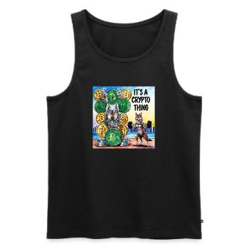 Crypto Wolf and Fox Power - Men's Premium Organic Tank Top - black - Front - AI Model Male 178 light (178cm)