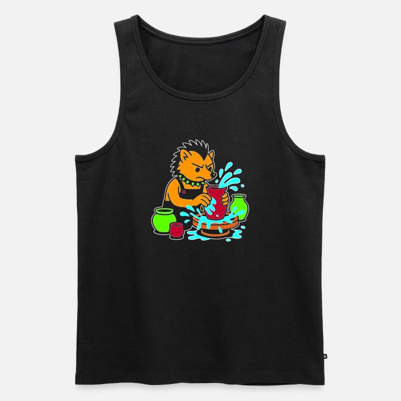 Pottery Pup Splash - Männer Premium Bio Tank Top - Schwarz