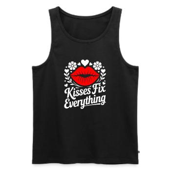 Kisses heal everything - Men's Premium Organic Tank Top - black - Front - AI Model Male 178 light (178cm)