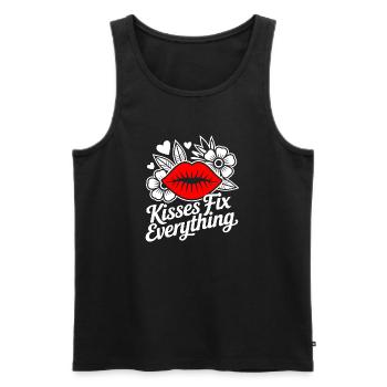Kisses heal everything - Men's Premium Organic Tank Top - black - Front - AI Model Male 178 light (178cm)
