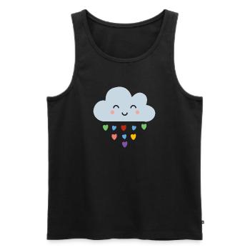 Mignons nuages en forme de cœurs arc-en-ciel Kawaii Happy Mood Design - Débardeur bio Premium Homme - noir - Devant - AI Model Male 178 light (178cm)