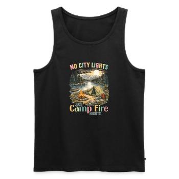 Camping Lagerfeuer Camper Outdoor Nature Berge - Männer Premium Bio Tank Top - Schwarz - Vorne - Michal (187cm)