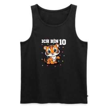 Ich bin 10 - Süßes Tiger zum 10. Geburtstag - Männer Premium Bio Tank Top - Schwarz - Vorne - AI Model Male 178 light (178cm)