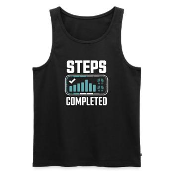 Steps Completed 10000 Schritte - Men's Premium Organic Tank Top - black - Front - AI Model Male 178 light (178cm)