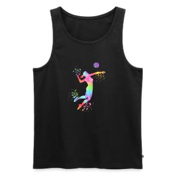 Volley-ball féminin Joueuse de volley-ball : Volley-ball de plage - Débardeur bio Premium Homme - noir - Devant - AI Model Male 178 light (178cm)