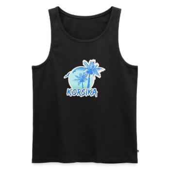 Plage de Corse - Débardeur bio Premium Homme - noir - Devant - Michal (187cm)