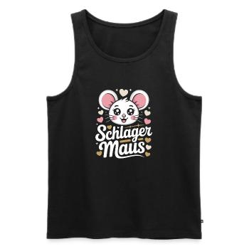 Schlager Maus Party Crew JGA Frauen Schlagermaus - Männer Premium Bio Tank Top - Schwarz - Vorne - Michal (187cm)