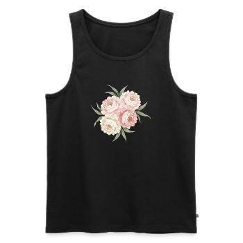 Pfingstrosen Bouquet in Rosa - Männer Premium Bio Tank Top - Schwarz - Vorne - AI Model Male 178 light (178cm)