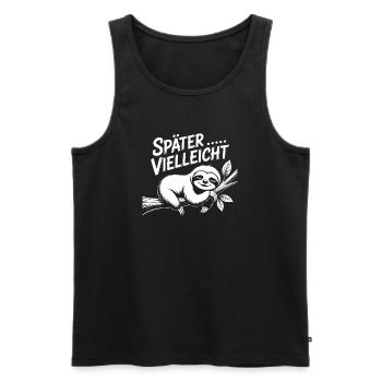 Lustiges Faultier - später vielleicht - Männer Premium Bio Tank Top - Schwarz - Vorne - AI Model Male 178 light (178cm)