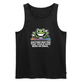 Mème clavier grenouille – Réunion au lieu d’email - Débardeur bio Premium Homme - noir - Devant - AI Model Male 178 light (178cm)