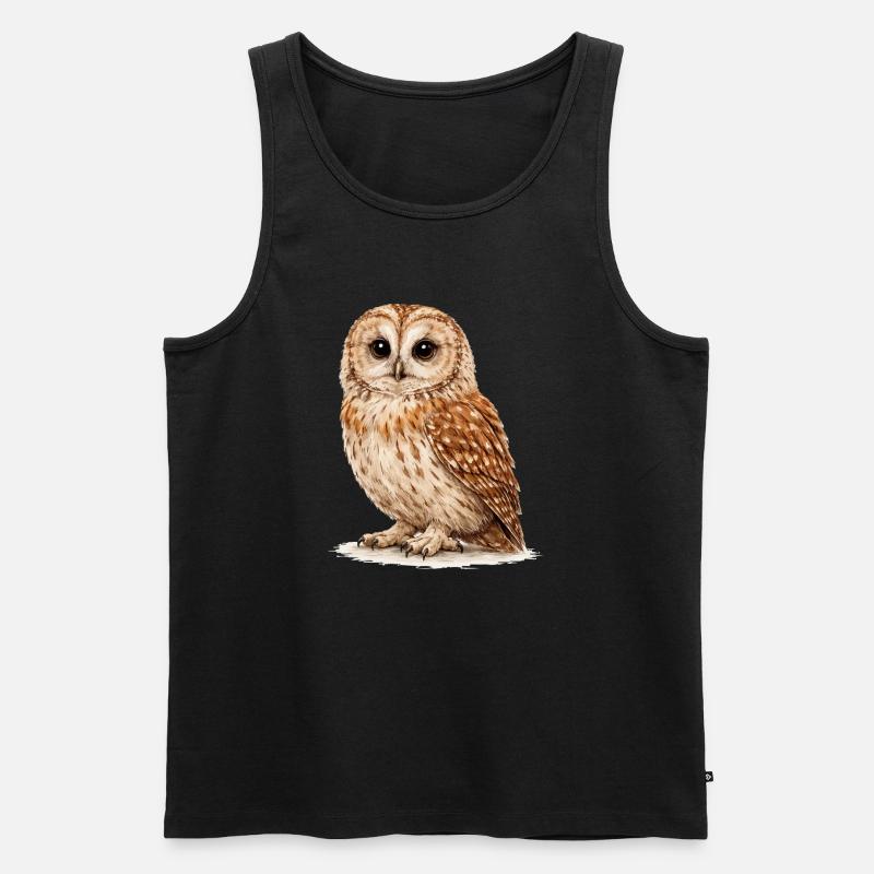Aquarell Eule Nachtwald - Männer Premium Bio Tank Top - Schwarz