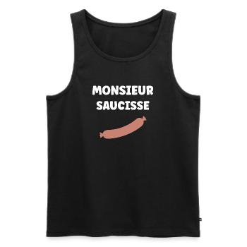 Monsieur Saucisse - Débardeur bio Premium Homme - noir - Devant - Michal (187cm)
