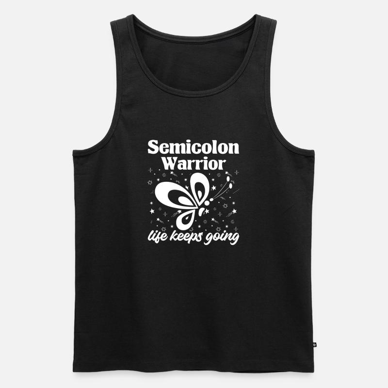 Semi Colon Life Keeps Going Semicolon - Männer Premium Bio Tank Top - Schwarz