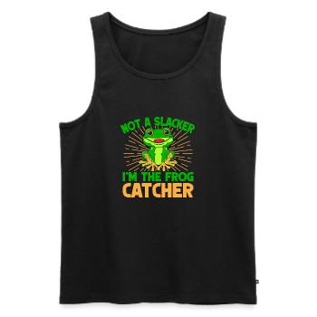 Frog Catcher Not A Slacker Frog - Men's Premium Organic Tank Top - black - Front - AI Model Male 178 light (178cm)