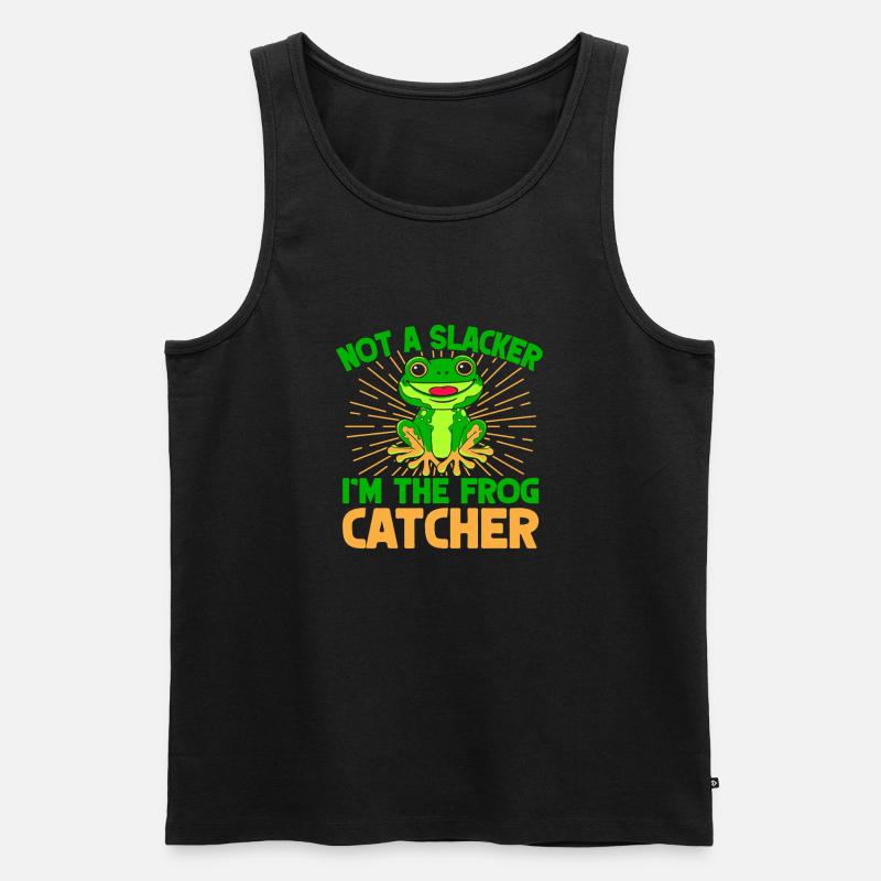 Frog Catcher Not A Slacker Frog - Männer Premium Bio Tank Top - Schwarz