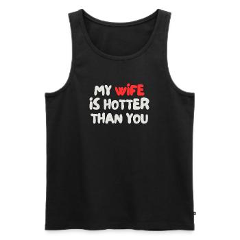 Meine Frau ist heißer als du - Männer Premium Bio Tank Top - Schwarz - Vorne - AI Model Male 178 light (178cm)