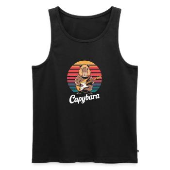 Capybara Retro Rock Guitare Musique drôle - Débardeur bio Premium Homme - noir - Devant - Michal (187cm)