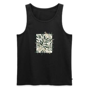 Leaf dance in natural tone - Men's Premium Organic Tank Top - black - Front - AI Model Male 178 light (178cm)