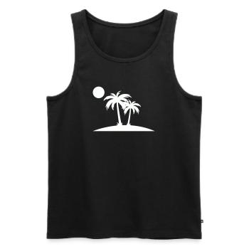 Palm Island Silhouette on the Beach - Men's Premium Organic Tank Top - black - Front - AI Model Male 178 light (178cm)