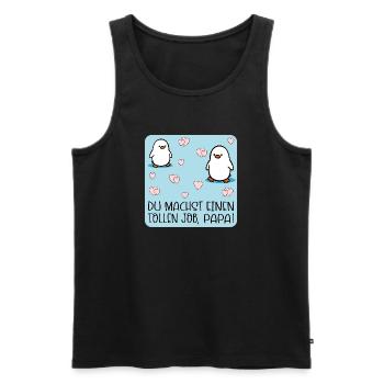 Toller Job Papa Pinguine - Männer Premium Bio Tank Top - Schwarz - Vorne - Michal (187cm)