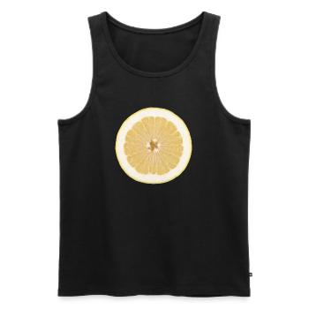 Lemon, Citrus, Lemon Slice, Shirt, Hoodie - Men's Premium Organic Tank Top - black - Front - AI Model Male 178 light (178cm)
