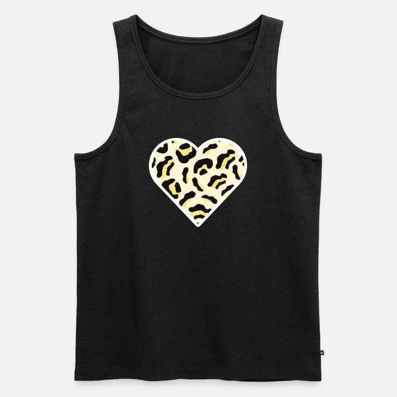 Klassisches Herz mit Leopardenmuster - Männer Premium Bio Tank Top - Schwarz