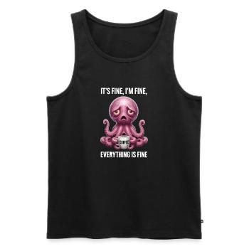 Its Fine In Fine Coffee Octopus Humor - Men's Premium Organic Tank Top - black - Front - AI Model Male 178 light (178cm)