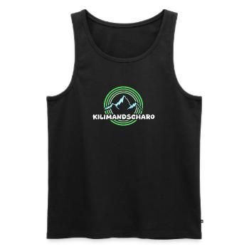 Kilimanjaro as hiking - Men's Premium Organic Tank Top - black - Front - AI Model Male 178 light (178cm)