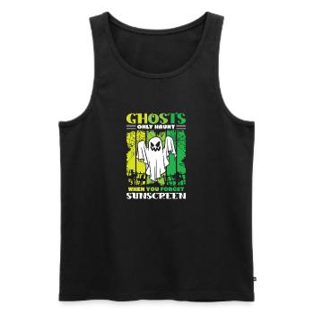 Dicton anglais d’Halloween de Chasseur de Fantômes - Débardeur bio Premium Homme - noir - Devant - Michal (187cm)