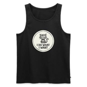 Ich mache, was ich will Katze - Männer Premium Bio Tank Top - Schwarz - Vorne - Michal (187cm)