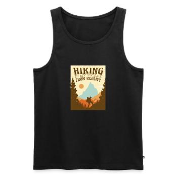 Randonnée, alpinisme, slogan de randonnée - Débardeur bio Premium Homme - noir - Devant - Michal (187cm)