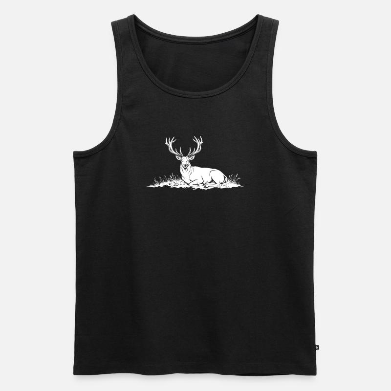 Hirsch - Männer Premium Bio Tank Top - Schwarz