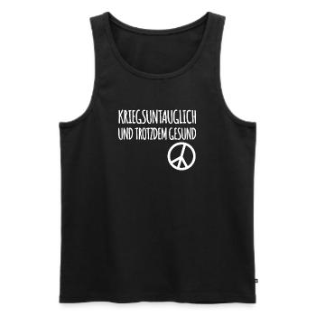 Kriegsuntauglich Peace - Männer Premium Bio Tank Top - Schwarz - Vorne - AI Model Male 178 light (178cm)