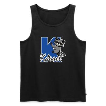 Kassel Waschbär klettert am Buchstaben K - Männer Premium Bio Tank Top - Schwarz - Vorne - Michal (187cm)