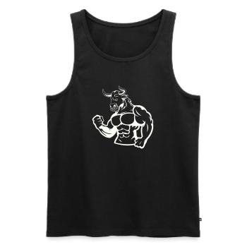 Power bull muscle hero - Men's Premium Organic Tank Top - black - Front - AI Model Male 178 light (178cm)