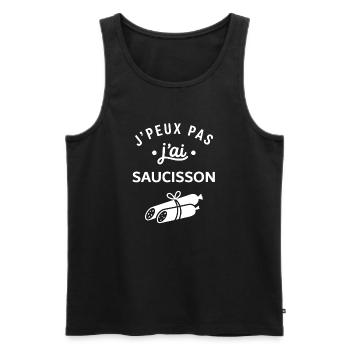J'peux pas j'ai saucisson - Débardeur bio Premium Homme - noir - Devant - AI Model Male 178 light (178cm)