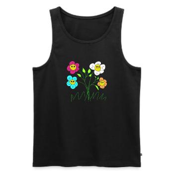 Fleurs joyeuses du jardin - Débardeur bio Premium Homme - noir - Devant - Michal (187cm)