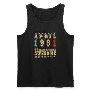 Avril 1991 : 35 ans d’Awesome - Débardeur bio Premium Homme - noir - Devant - Michal (187cm)