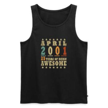 April 2001 – 25 Jahre Awesome - Männer Premium Bio Tank Top - Schwarz - Vorne - Michal (187cm)