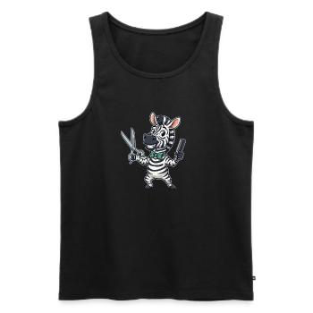 Zebra Hairdresser Cartoon - Men's Premium Organic Tank Top - black - Front - Michal (187cm)