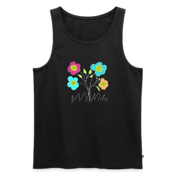 Colorful flowers sketch in the garden - Men's Premium Organic Tank Top - black - Front - Michal (187cm)