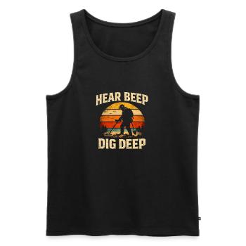 Beep Hear Deep Dig | Sondeln Treasure Hunt - Men's Premium Organic Tank Top - black - Front - AI Model Male 178 light (178cm)