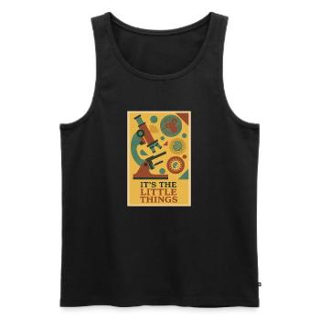 Les Petites Choses | Microscope de microbiologie - Débardeur bio Premium Homme - noir - Devant - Michal (187cm)